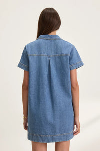 Delana Collar Dress in Indigo