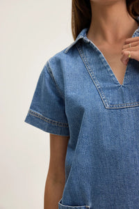 Delana Collar Dress in Indigo