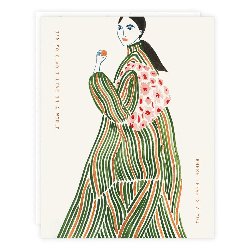 Green Coat Lady Greeting Card
