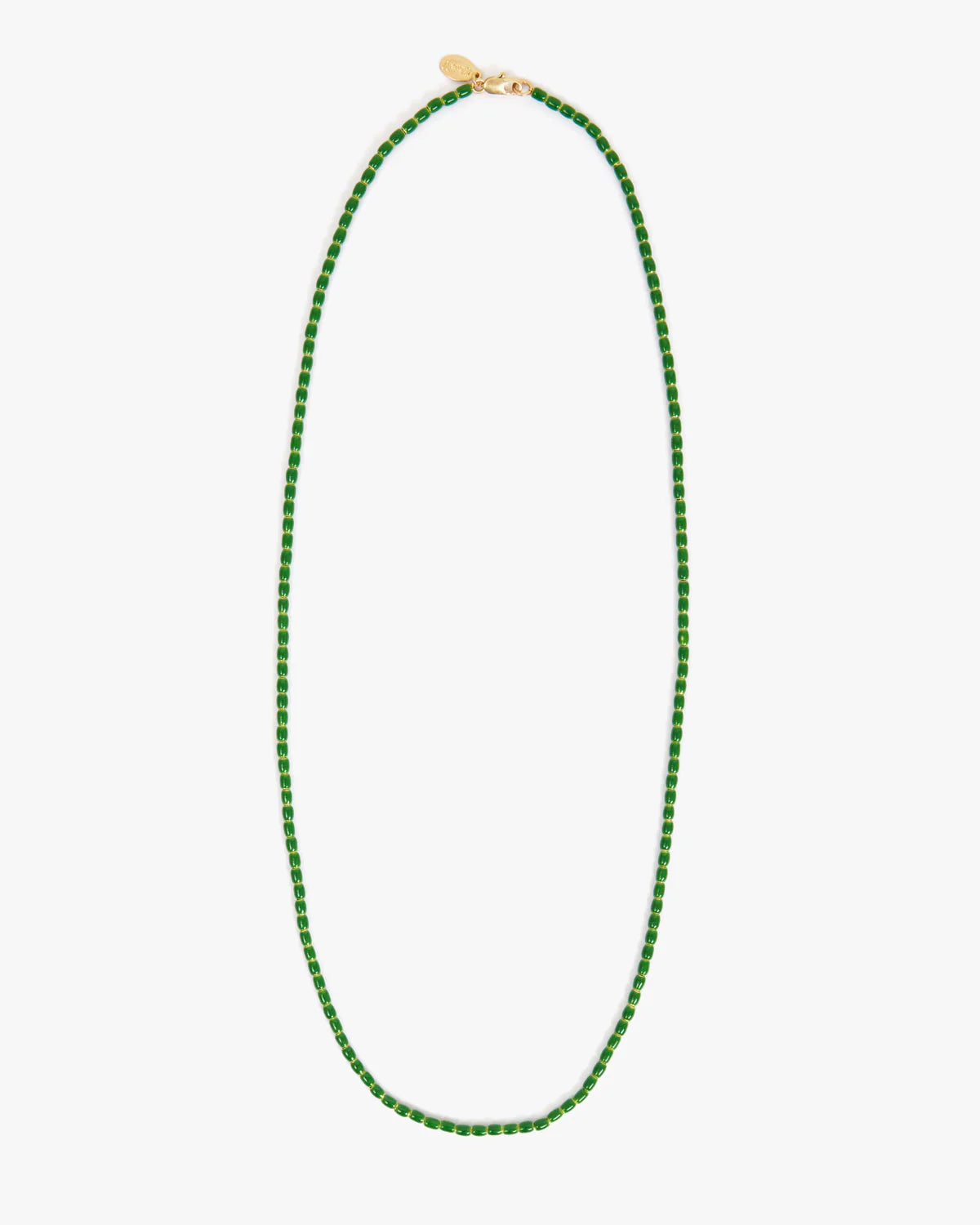 Enamel Barrel Chain Necklace in Emerald