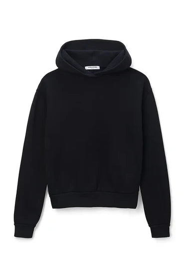 Heart Fleece Hoodie in True Black