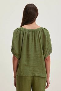 Jaimi Linen Top in Sap