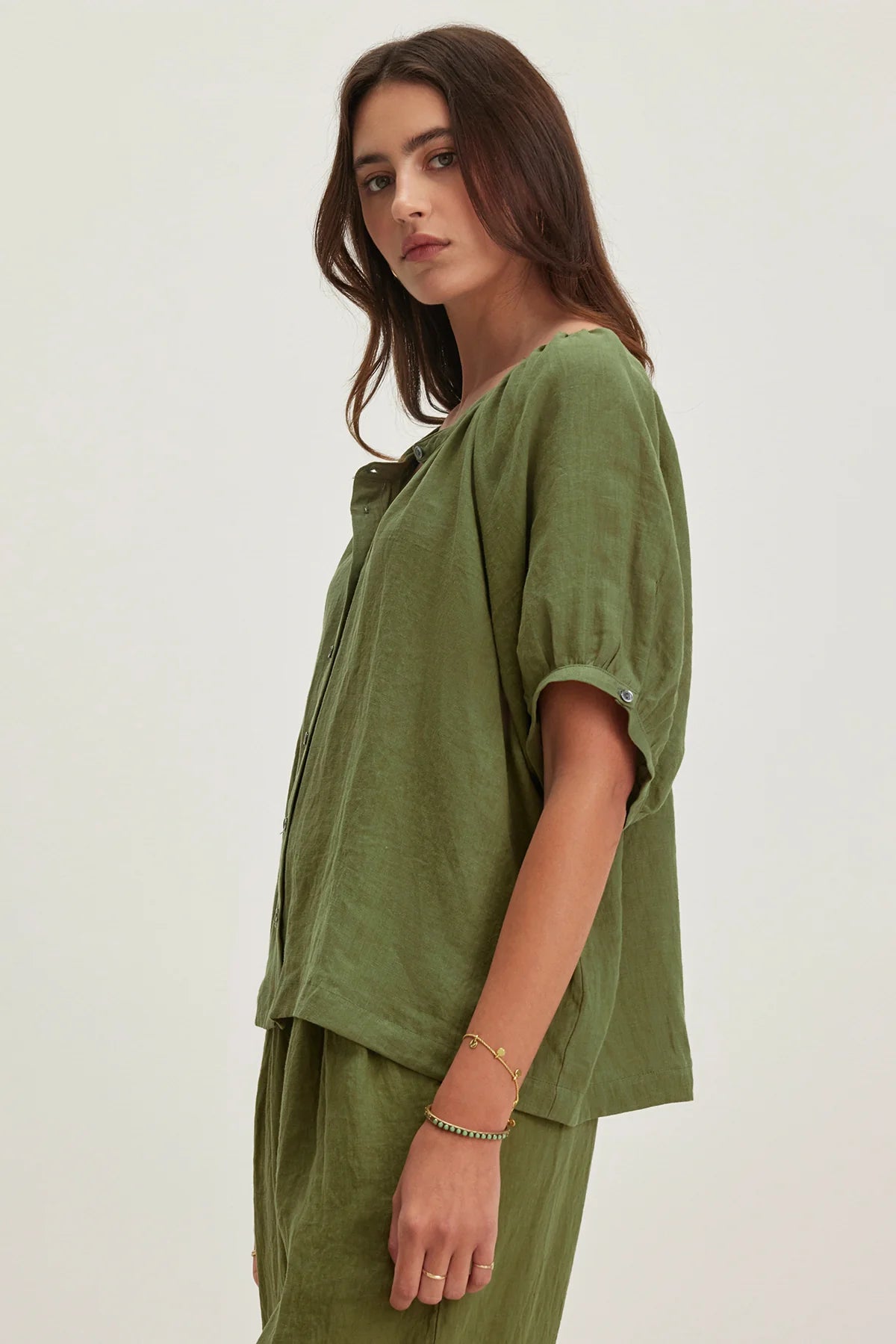 Jaimi Linen Top in Sap