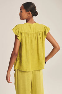 Janey Linen Top in Citron