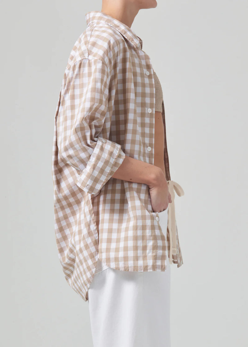 Kayla Shirt - Khaki Gingham