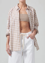 Kayla Shirt - Khaki Gingham