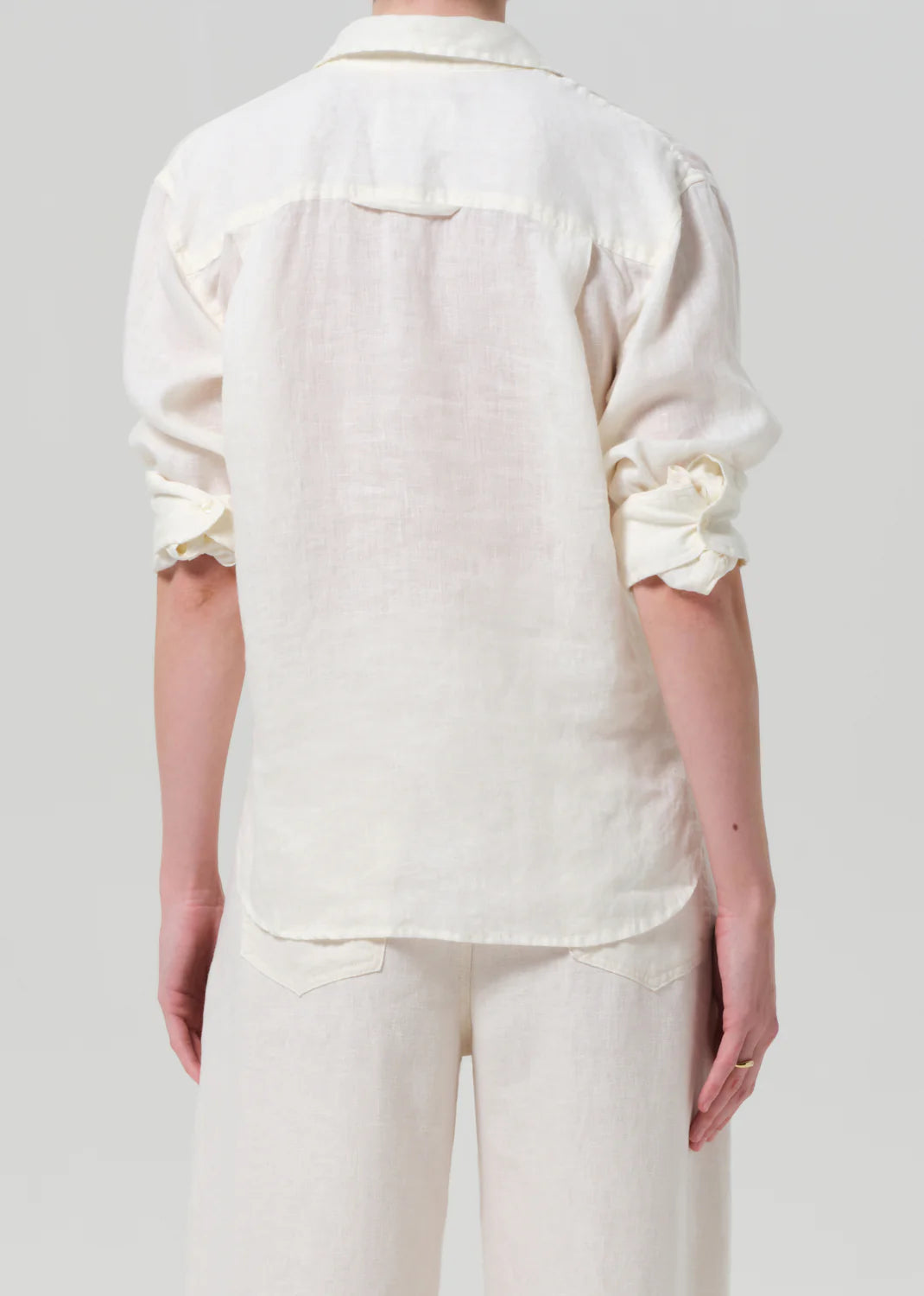 Kayla Shrunken Linen Shirt in Vanilla