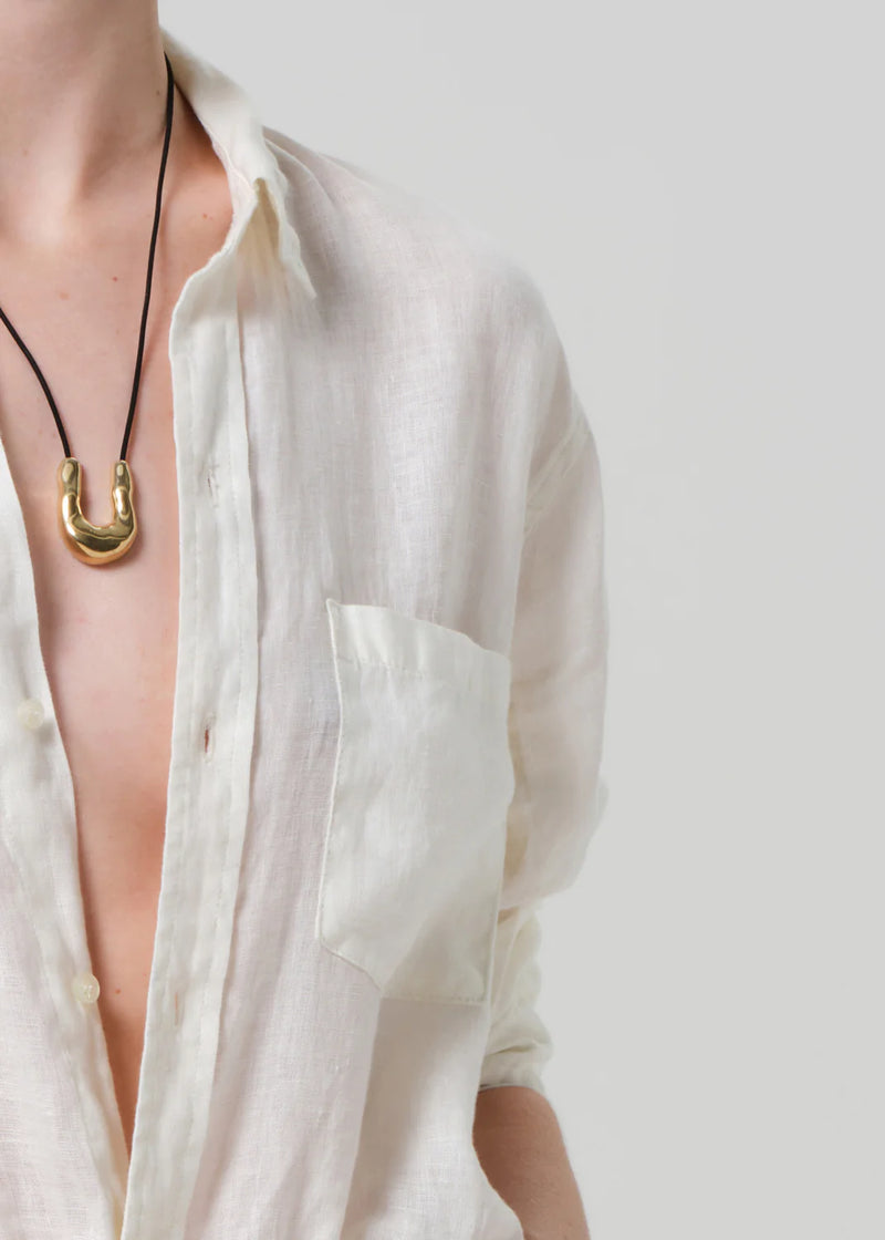 Kayla Shrunken Linen Shirt in Vanilla