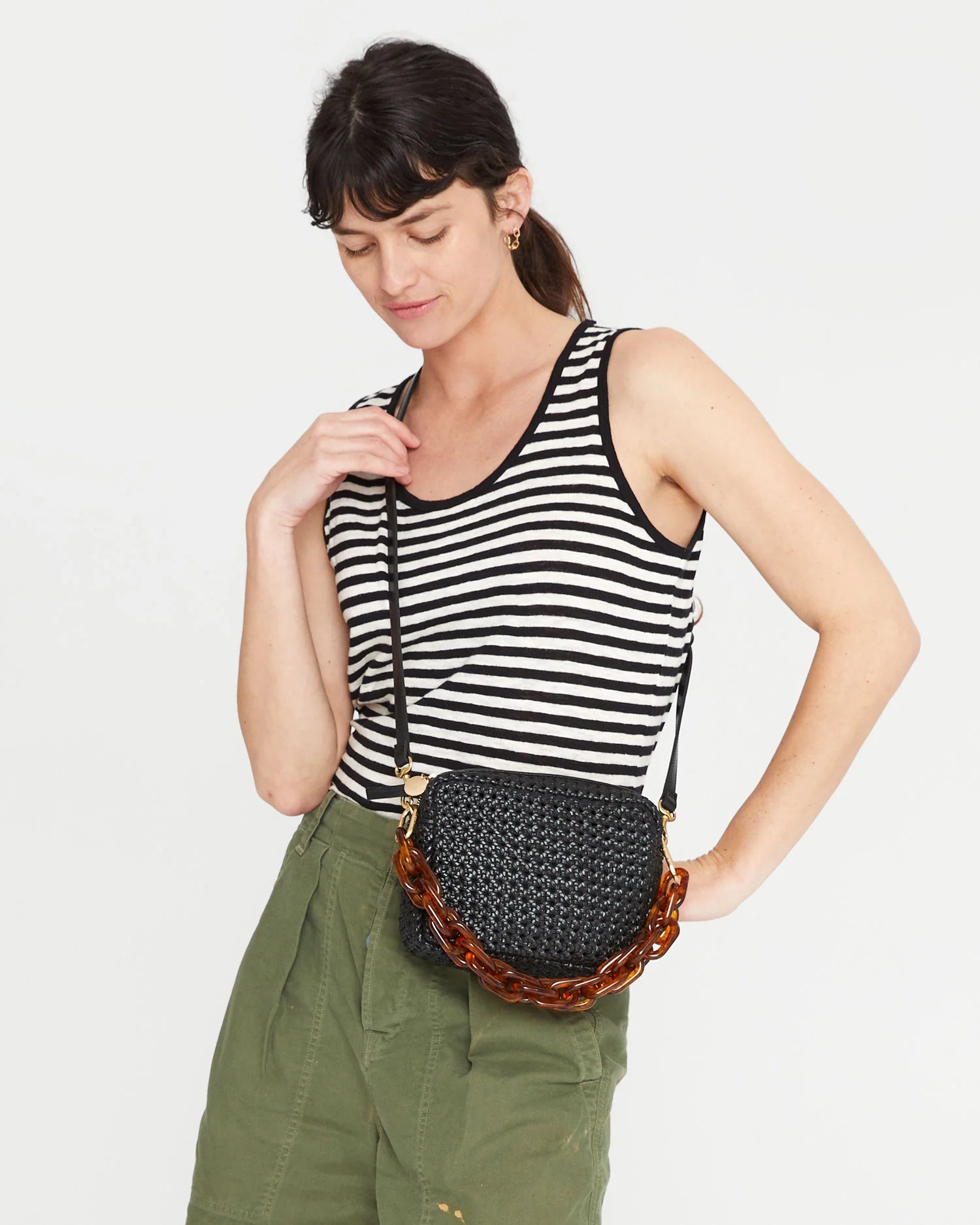 Midi Sac in Black Rattan