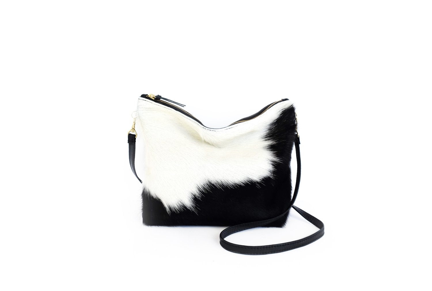 Black & White Cowhide Mini Hobo