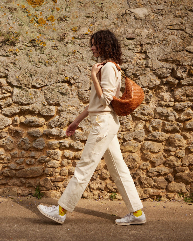 Moyen Messenger in Natural Woven Checker