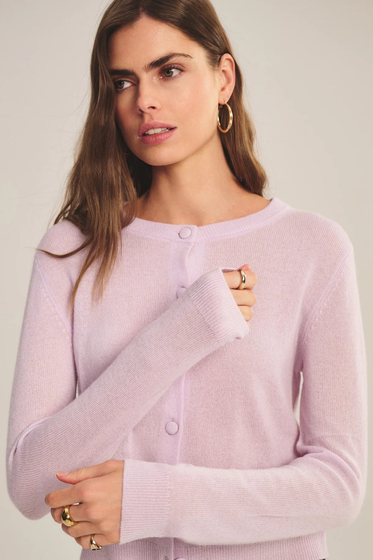 Nolie Cashmere Cardigan in Lilac