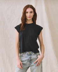 The Peak Shoulder Tee in Almost Black