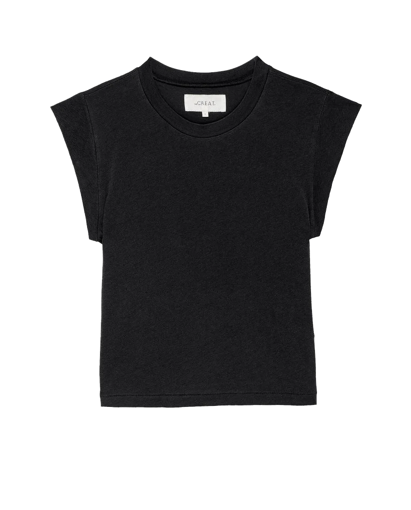 The Peak Shoulder Tee in Almost Black