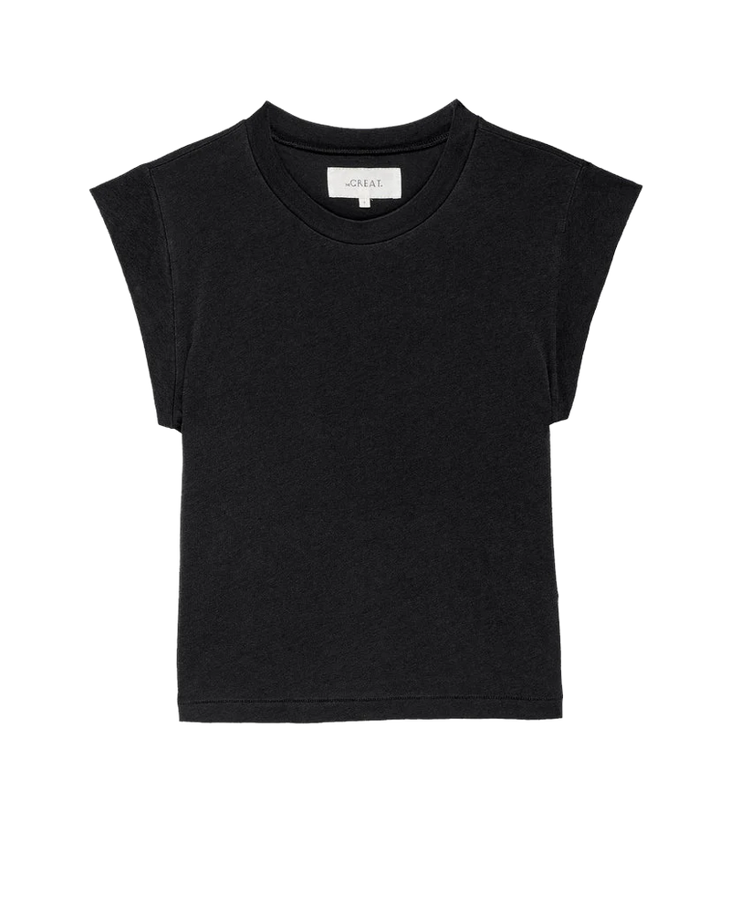 The Peak Shoulder Tee in Almost Black