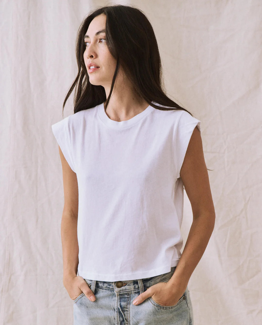 The Peak Shoulder Tee in White