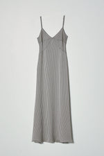 Quinn Dress in Beige & Black Stripe