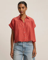 Rie Linen Top in Wagon