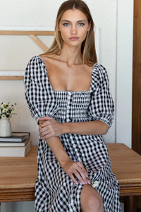 Santiago Dress in Black & White Check