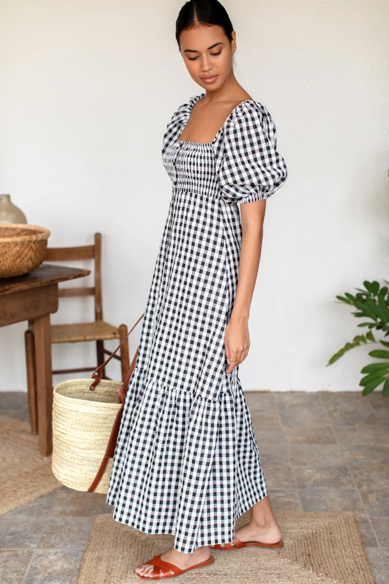 Santiago Dress in Black & White Check