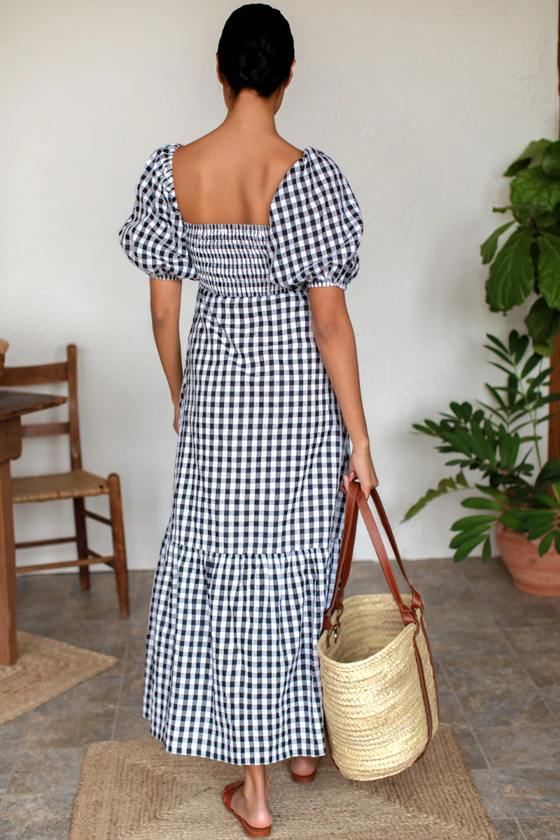 Santiago Dress in Black & White Check
