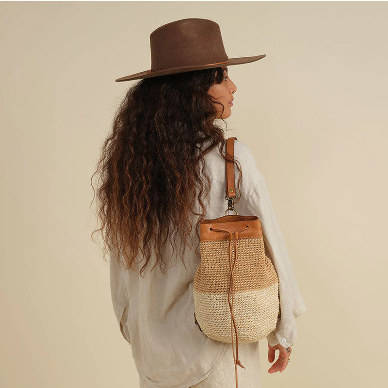 Transito Woven Backpack in Natural & White