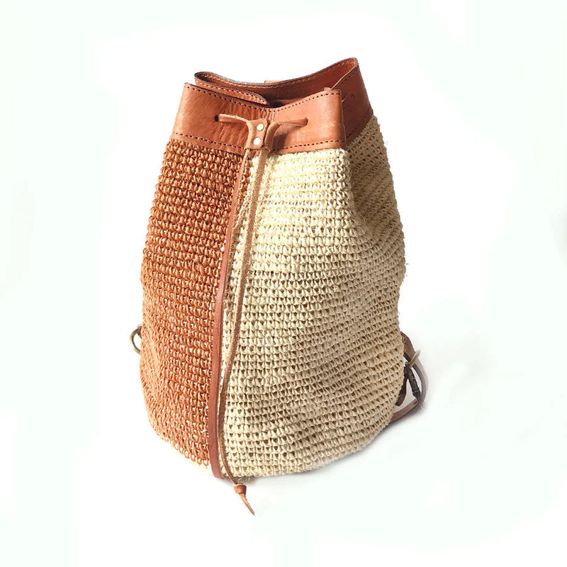 Transito Woven Backpack in Orange & White