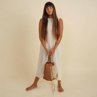 Transito Woven Backpack in Orange & White