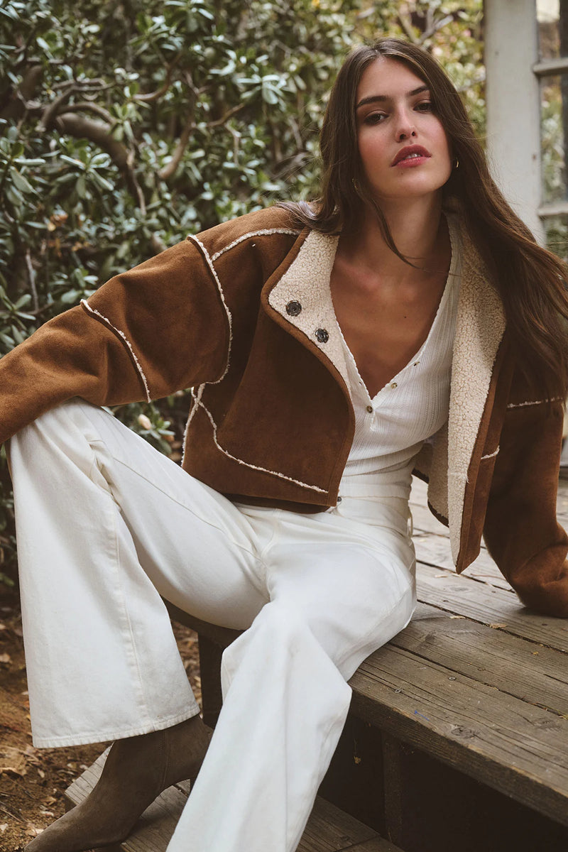Kelly Reversible Sherpa Jacket in Tobacco