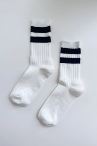 Her Varsity Socks in White Black