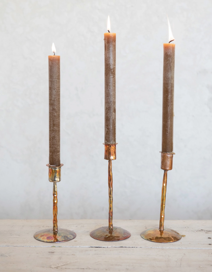 Copper Taper Candle Holder Set